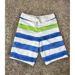 Abercrombie & Fitch Men's Size Small Blue Green White Striped Swim Board Shorts
